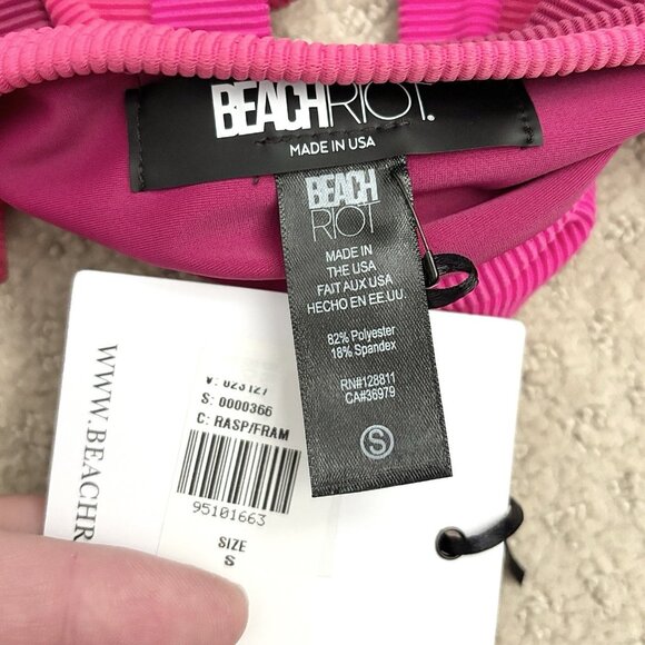 NEW Beach Riot Eva Pink Colorblock Ribbed Bikini Top Women’s Size Small - Picture 7 of 7